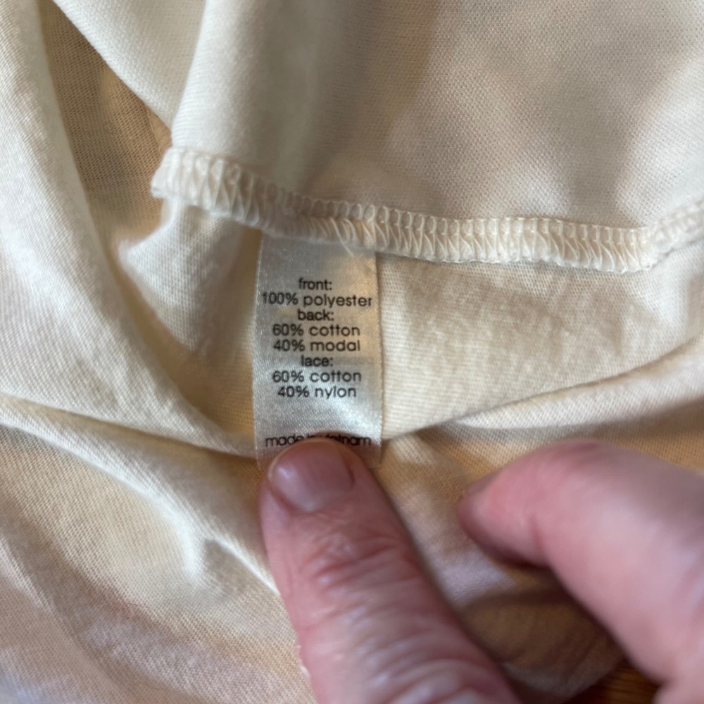 Lane Bryant Cream Scalloped Lace Front Short Sleeve Top Plus Size 22/24 - Picture 4 of 7